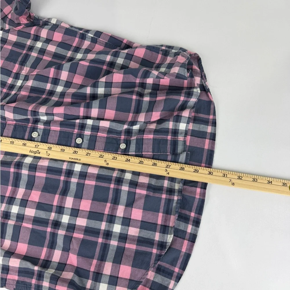 J. Crew Casual Pink and Navy Plaid Shirt Women’s‎ XL